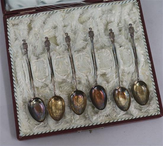 A set of 6 Chinese silver coffee spoons